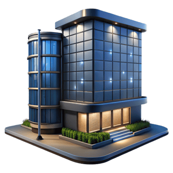 serene minimalist Modern Office Building at Night Cutout Element professional png