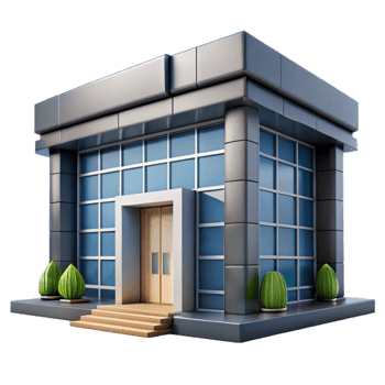 serene artistic Modern Office Building Entrance Cutout Element premium png