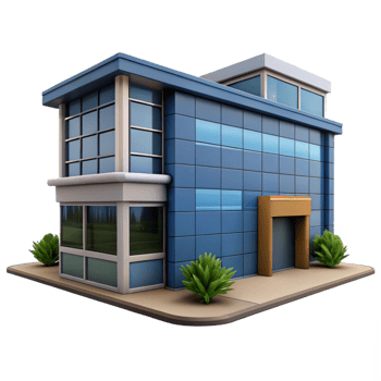 serene rustic Modern Office Building Exterior Isolated on Transparent Background exclusive png