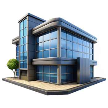 impressive contemporary Modern Office Building Exterior Isolated on Transparent Background authentic png
