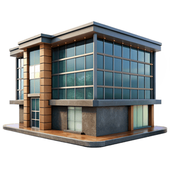 magnificent vintage Modern Office Building Front View Transparent Background professional png