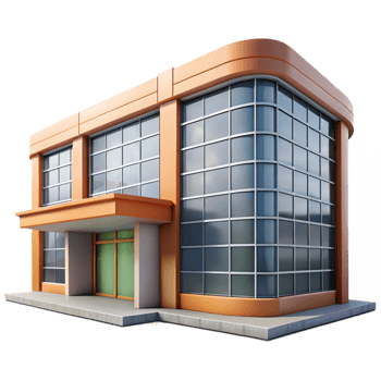 serene minimalist Modern Office Building Front View Transparent Background premium png