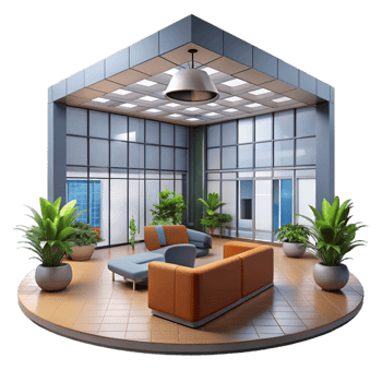 dramatic classic Modern Office Building Lobby Interior Isolated high quality png