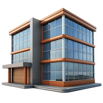 beautiful rustic Modern Office Building Side View Transparent Background professional png