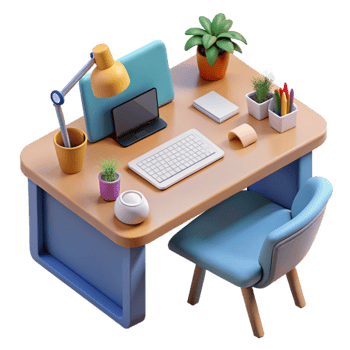 impressive artistic Modern Office Desk Flatlay Isolated authentic png