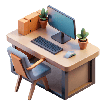 beautiful rustic Modern Office Desk with Stationery Transparent Background professional png