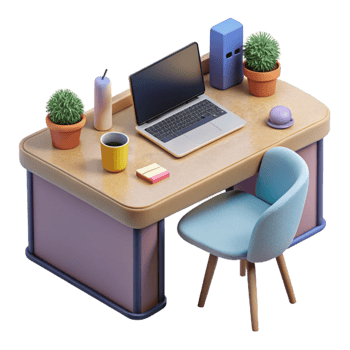 extraordinary contemporary Modern Office Desk with Stationery Transparent Background premium png