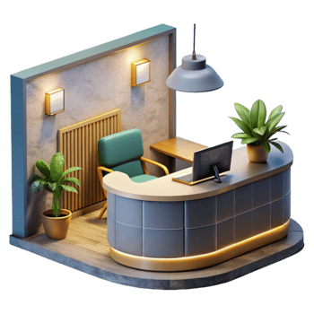 magnificent vintage Modern Office Interior Reception Area Isolated png
