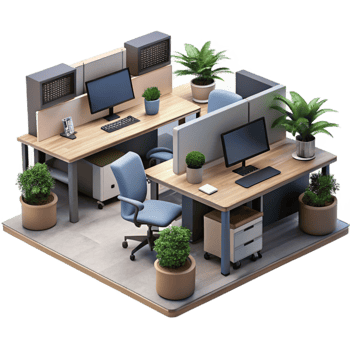 magnificent classic Modern Office Interior with Plants Cutout Element original png