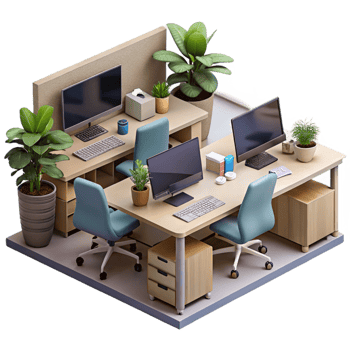 stunning classic Modern Office Interior with Plants Cutout Element high resolution png