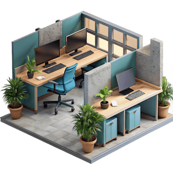 elegant minimalist Modern Office Interior with Plants Cutout Element original png