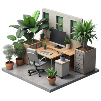 extraordinary classic Modern Office Interior with Plants Cutout Element exclusive png