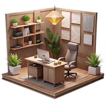 vibrant classic Modern Office Interior with Plants Cutout Element high quality png