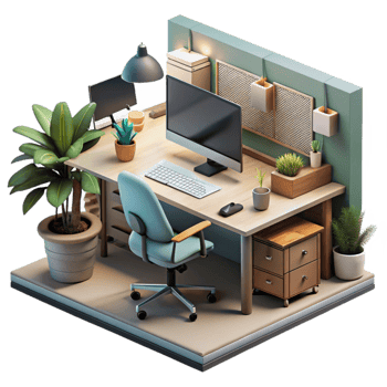 vibrant classic Modern Office Interior Workspace Isolated premium png