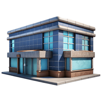elegant vintage Modern Research Facility Exterior Side View with Transparent Background premium png