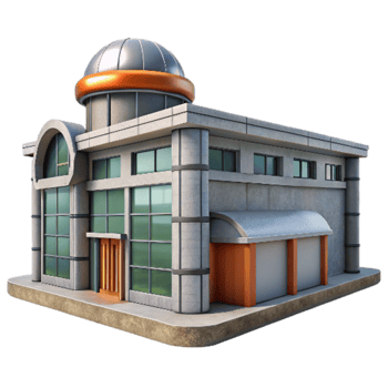 beautiful artistic Modern Research Facility Exterior Side View with Transparent Background premium png