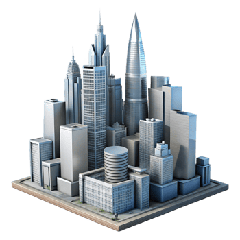 magnificent creative Modern Skyscraper Cityscape Isolated on Transparent Background detailed png