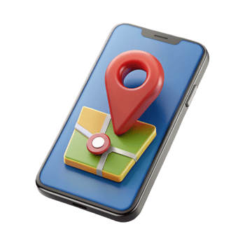 dramatic contemporary Modern Smartphone with Map App Perspective View Cutout detailed png