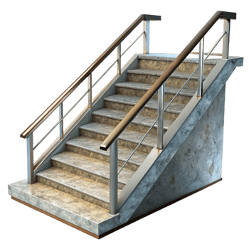 serene modern Modern Staircase with Metal Railing Transparent Background png