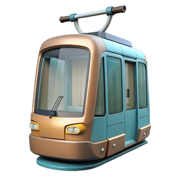 serene contemporary Modern Tram Front View Transparent Background high resolution png