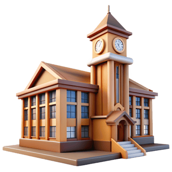 serene minimalist Modern University Building with Clock Tower Transparent Background professional png