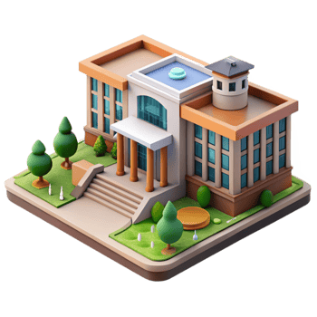 magnificent traditional Modern University Campus with Buildings Transparent Background high quality png