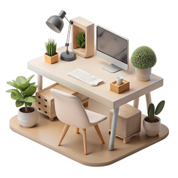 serene artistic Modern Workspace with Minimalist Design png