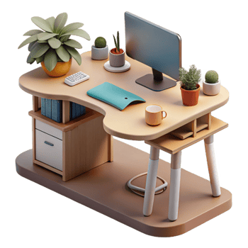 elegant modern Modern Workspace with Standing Desk premium png
