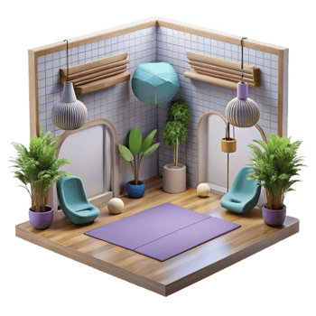 impressive classic Modern Yoga Studio Interior Transparent Background detailed png