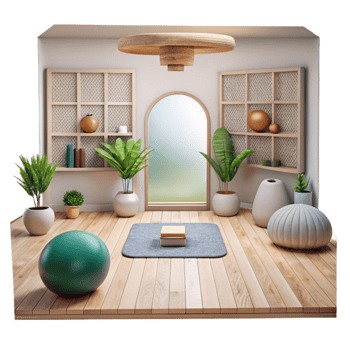 impressive abstract Modern Yoga Studio Interior Transparent Background png