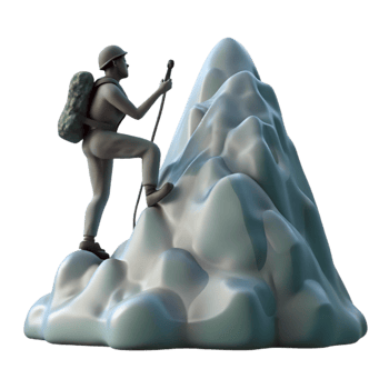 impressive vintage Mountain Climber Silhouette Against Sky Isolated original png