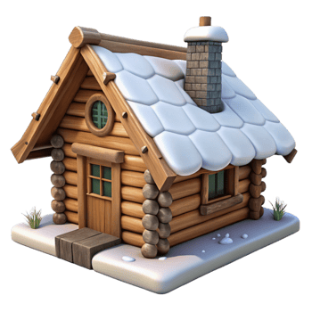 magnificent modern Mountain Cabin Rustic Log Construction Snowy Roof Isolated high resolution png