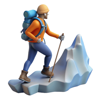 extraordinary rustic Mountain Climber Silhouette Isolated on Transparent Background premium png