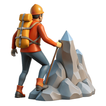 impressive minimalist Mountain Climber Silhouette Isolated on Transparent Background exclusive png