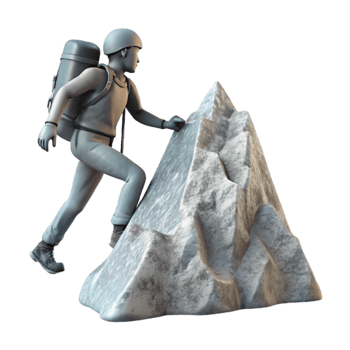 serene rustic Mountain Climber Silhouette Isolated on White exclusive png
