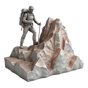 dramatic abstract Mountain Climber Silhouette Isolated on White authentic png
