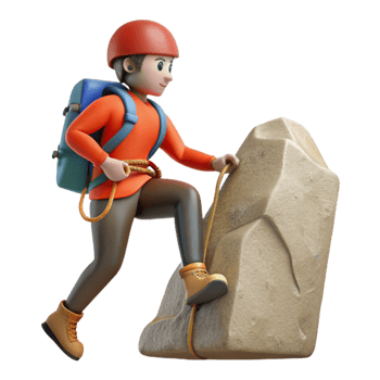 dramatic creative Mountain Climber Silhouette Side View Isolated high resolution png