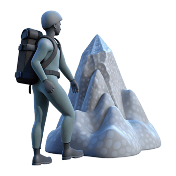 extraordinary classic Mountain Climber Silhouette Side View Isolated authentic png