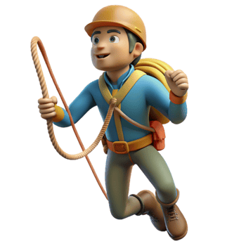 serene minimalist Mountain Climber with Rope Isolated high resolution png