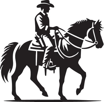 Male Cowboy Ride Horse. vector