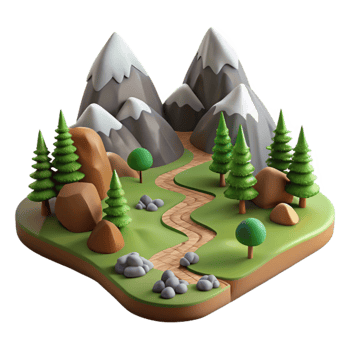 wonderful creative Mountain Landscape with Hiking Trail Cutout exclusive png