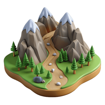 vibrant vintage Mountain Landscape with Hiking Trail Cutout high resolution png
