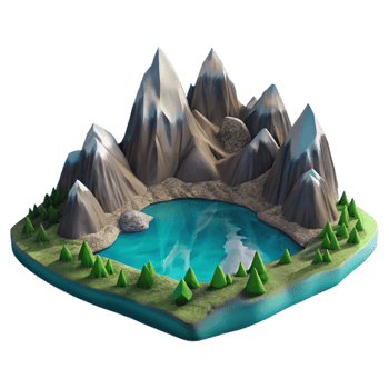 extraordinary traditional Mountain Landscape with Lake Transparent Background premium png