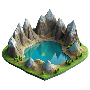 elegant minimalist Mountain Landscape with Lake Transparent Background exclusive png