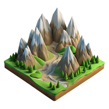 wonderful artistic Mountain Range Landscape Panoramic View Isolated professional png