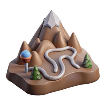 serene creative Mountain with Hiking Trail Adventure Symbol Winding Path Isolated png