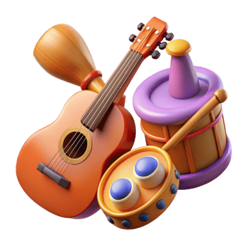 vibrant modern Musical Instruments for Kids Isolated high quality png
