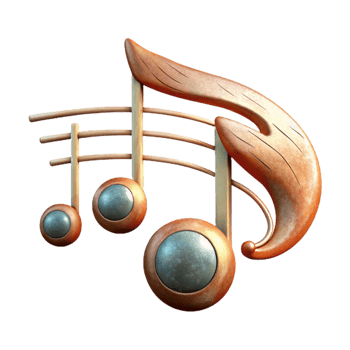 serene creative Music Notes Bass Clef Transparent Background png