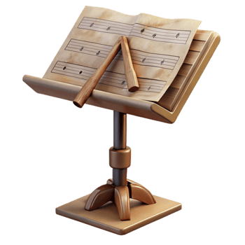 extraordinary artistic Music Stand with Sheet Music Cutout high quality png