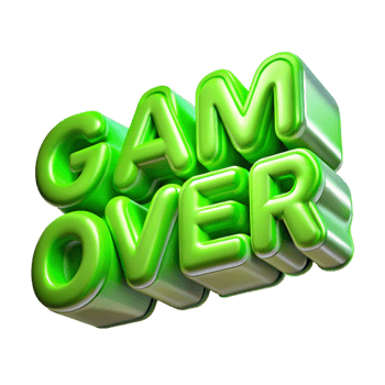 dramatic contemporary Neon Green Game Over Text Transparent detailed png